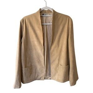 Jerry Silverman Vintage 70s Elegant Tan Open-Front Faux Suede Blazer Size M